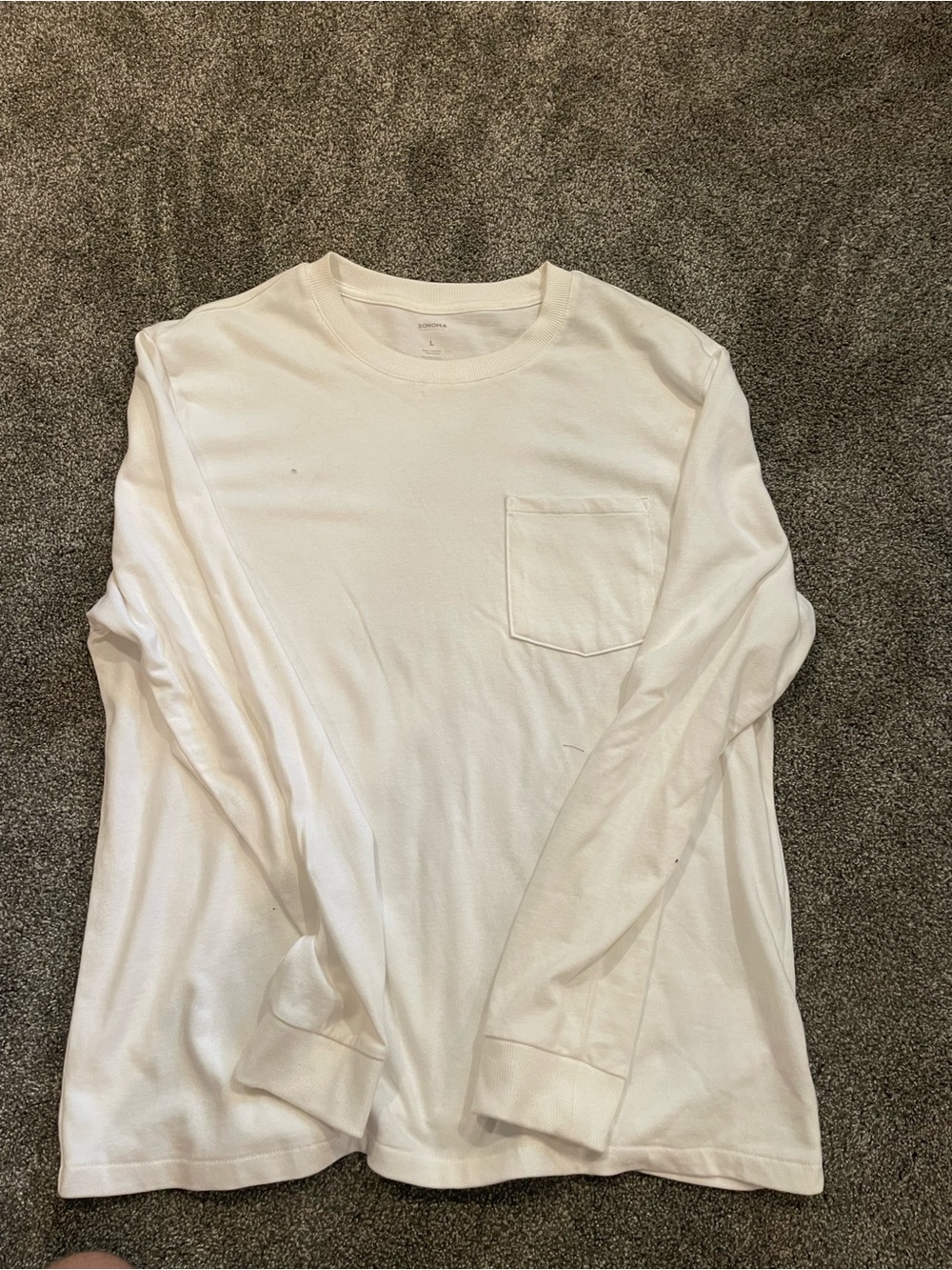 Sonoma White Long Sleeve Pocket Tee